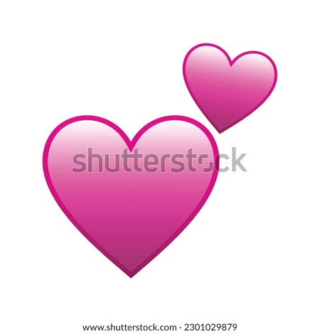 Pink hearts emoji vector illustration, red heart clip art design, flat design heart.