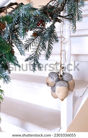 The Christmas and New Year's Eve interior of the room is decorated with gifts, garlands and a Christmas tree.