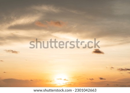 Natural background texture of beautiful sky light with strange clouds in the morning or evening was taken at the sea.Sun set or sun rise
