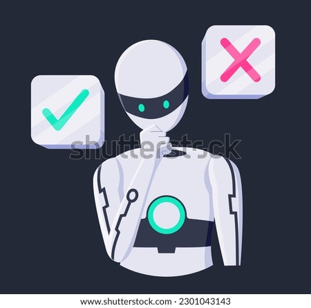 Artificial Intelligence Truth Bias Robot Confused Making Decision Explainable Process Vector Design Illustration Royalty-Free Stock Photo #2301043143