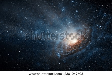 Radiation from a black hole at the center of a galaxy. Space scene with stars, black hole in galaxy. Panorama. Universe filled with stars, nebula and galaxy,. Elements of this image furnished by NASA Royalty-Free Stock Photo #2301069603