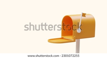 Mailbox is open. Waiting for new correspondence. 3d mailbox, ready to receive letter. Establishing communication with customers, collecting reviews. Color realistic 3D illustration Royalty-Free Stock Photo #2301072255