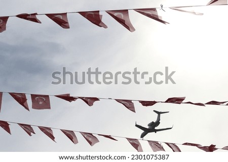 Turkish flags waving in the air