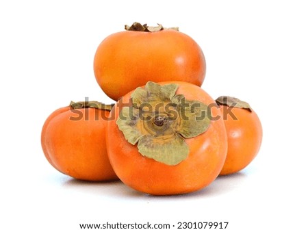 Slice persimmon  isolated on white background Royalty-Free Stock Photo #2301079917