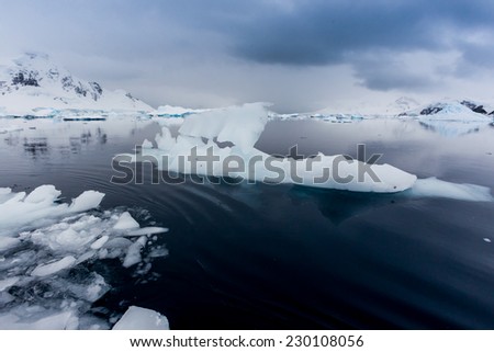 Antarctica ice flows in calm Paradise Bay