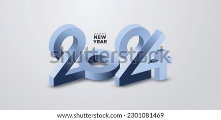 2024 new year with 3D number. Happy new year 2024 template with 3D blue luxury colour Royalty-Free Stock Photo #2301081469