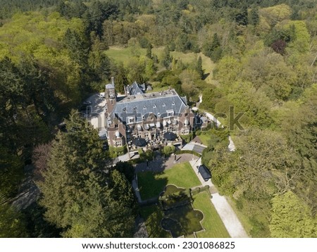 Aerial drone photos Castle The Hooge Vuursche in GThe Netherlands.