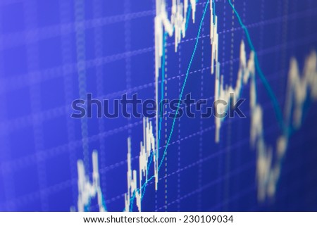 Stock market quotes. Computer screen. Price movement. Stock exchange market business. Stock exchange market business. Stock market chart on green background. Business stats screen Computer screen. 