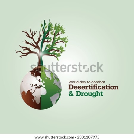Dunya collesme ve kuraklikla mucadele gunu translate: World Day of Combating Desertification and Drought. World Day to Combat Desertification and Drought celebration. Royalty-Free Stock Photo #2301107975