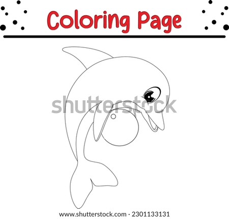 dolphin coloring book page line art for kids