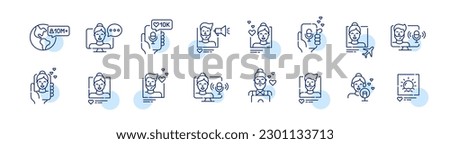 Social media bloggers and podcast authors. Popular content creators icons set. Pixel perfect, editable stroke line design Royalty-Free Stock Photo #2301133713