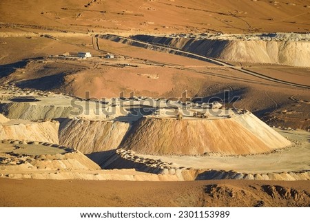View from above of copper concentrate stockpile in a copper mine, Chile Royalty-Free Stock Photo #2301153989