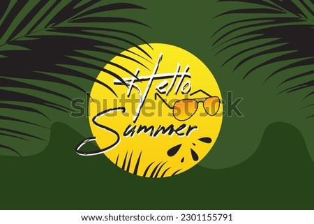 Hello summer background with sunglass vector.