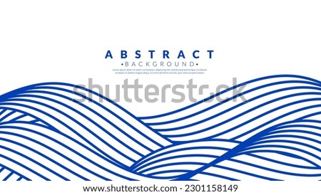 Abstract blue water wave line pattern background. Japanese style concept. Graphic vector flat design style.