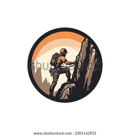 Climbing logo. Modern mountaineering and rock climbing logo illustration