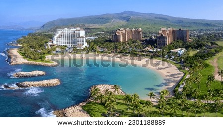 Kapolei, Hawaii on the west coast of Oahu, Hawaii, and its resorts and lagoons Royalty-Free Stock Photo #2301188889