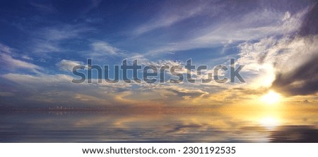 The beauty of the sky, the sun, the sea, the sunlight, the beautiful landscape. sunrise and sunset
