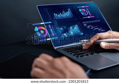 Analyst working in Business Analytics and Data Management System to make report with KPI and metrics connected to database. Corporate strategy for finance, operations, sales, marketing.	
 Royalty-Free Stock Photo #2301201813