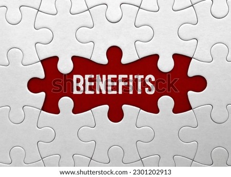 Word Benefits on red puzzle background