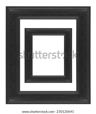  Black picture frame isolated on white background.