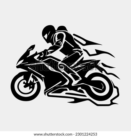 motorcycle rider. Vector silhouette. isolated on white