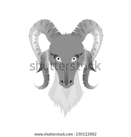 Vector image of an goats head on white background
