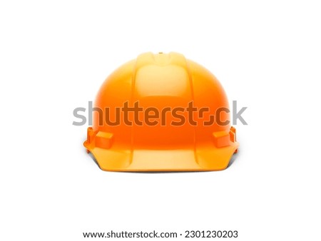 Orange Construction Safety Hard Hat Facing Forward Isolated on White Ready for Your Logo. Royalty-Free Stock Photo #2301230203