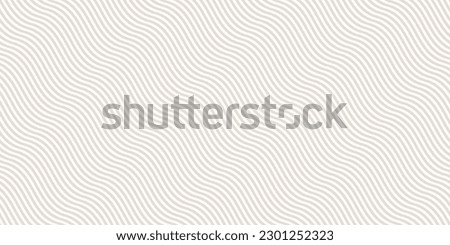 Subtle beige and white curvy wavy lines pattern. Vector seamless texture with thin diagonal waves, stripes. Simple abstract minimal background, optical illusion effect. Repeat decorative geo design Royalty-Free Stock Photo #2301252323