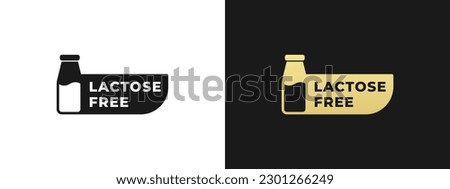 Best Lactose free label or Lactose free logo vector isolated in flat style. Lactose free label vector for product packaging design element. Lactose free logo for packaging design.