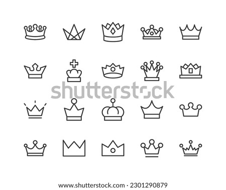 crown premium line icons. Pack of outline objects for web and UIUX design. Icon collection