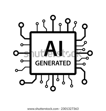 Artificial intelligence generated icon vector AI sign for graphic design, logo, website, social media, mobile app, UI illustration. Royalty-Free Stock Photo #2301327363