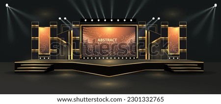 Event Stage design for business conferences, corporate projects presentations, shareholders event or meeting with slides on projection screens.	
 Royalty-Free Stock Photo #2301332765