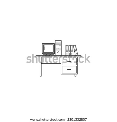 Office workspace desk icon vector graphics