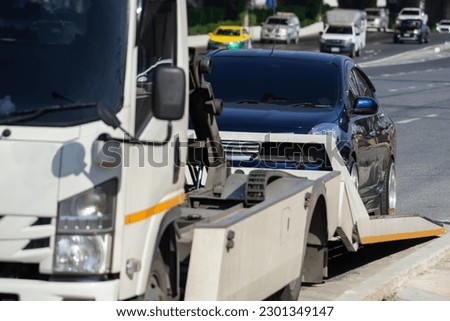 Car damaged crash from car accident on the road wait insurance in a city collision in Bangkok Road, accidents are a major problem of traffic in Thailand.