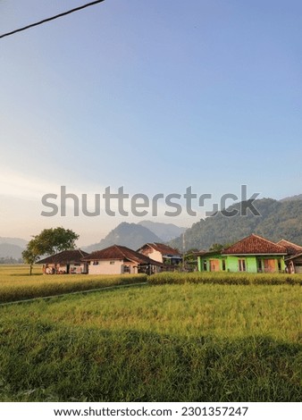 View from village. sunny. sunrise. village. countryside. indonesian village. Asian village. daylights. rural. indonesian rural Royalty-Free Stock Photo #2301357247