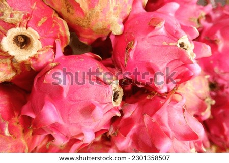 fresh dragon fruit in traditional market