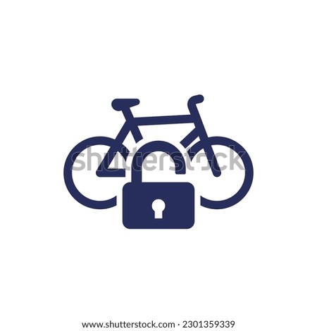 Unlock bike icon with a bicycle and a lock