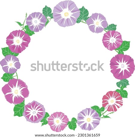Round flower frame of purple morning glory