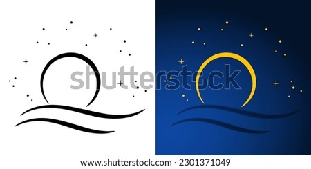 vector night sky, moon and stars. vector illustration.