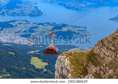 Overhead cable car to the top of Mount Pilatus in Canton Lucerne, Switzerland Royalty-Free Stock Photo #2301380629