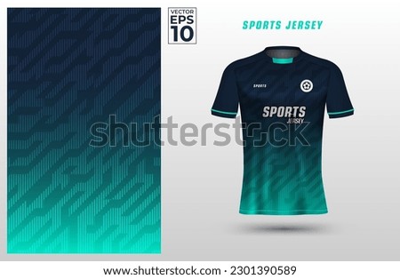 T-shirt sport jersey design template with geometric line background. Sport uniform in front view. Shirt mock up for sport club. Vector Illustration	 Royalty-Free Stock Photo #2301390589