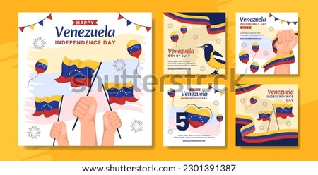 Happy Venezuela Independence Day Social Media Post Flat Cartoon Hand Drawn Templates Background Illustration Royalty-Free Stock Photo #2301391387