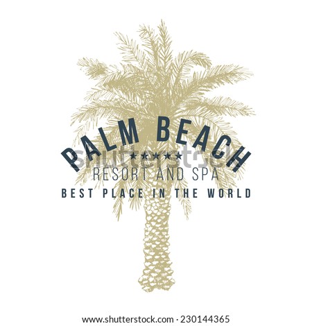 hotel logo template with hand drawn palm tree