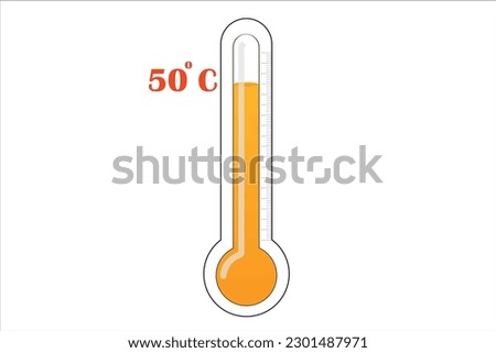 Orange Thermometer With 50 degree Celsius logo Icon. Royalty-Free Stock Photo #2301487971