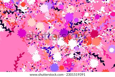 Light Pink, Red vector doodle backdrop with flowers Illustration with colorful abstract doodle flowers. Textured pattern for websites, banners.