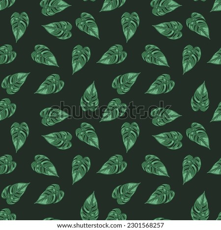 Jungle leaf seamless wallpaper. Decorative tropical palm leaves seamless pattern. Exotic botanical texture. Floral background. Design for fabric, textile print, wrapping, cover. Vector illustration