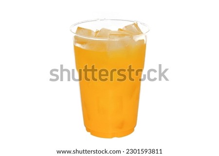 Orange juice ice with white background.Concept isolated picture,copy space and background.