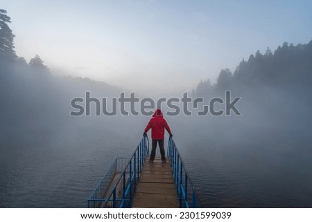 Various photos taken at bursa Bozcaarmut pond and camping lot and its surroundings during foggy sunsets and sunrises