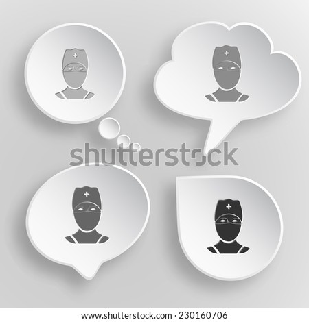 Doctor. White flat vector buttons on gray background.
