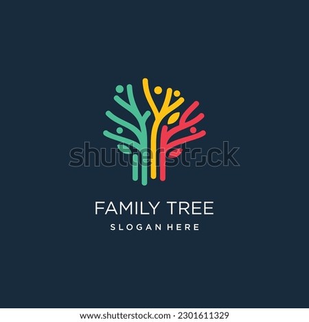 Family tree logo vector design with modern style